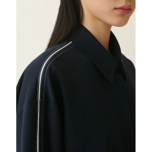 Cropped Milano Stitch Jersey Jacket in Midnight Blue - Image 5