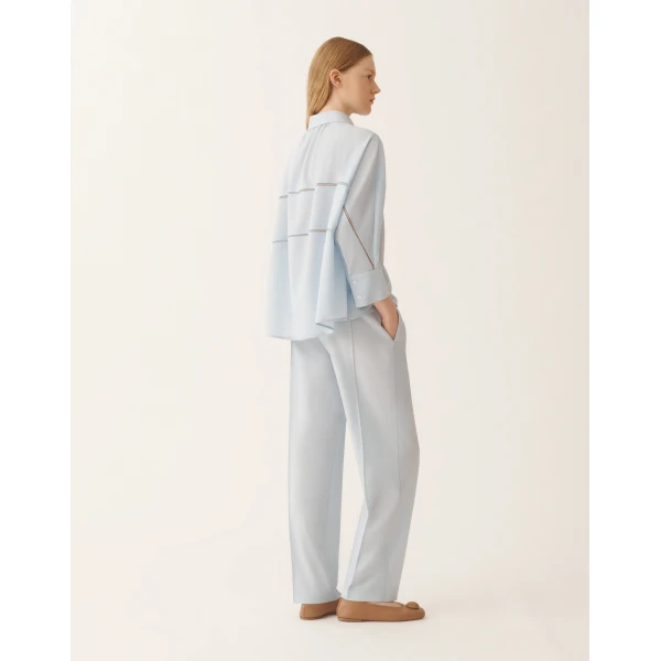 Cropped Shirt in Cool Bistretch Wool