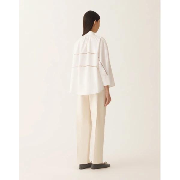 Cropped Shirt in Optic White Poplin