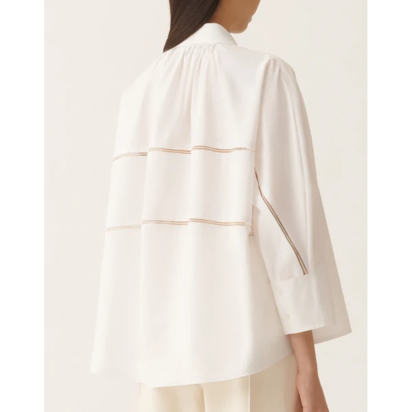 Cropped Shirt in Optic White Poplin - Image 5