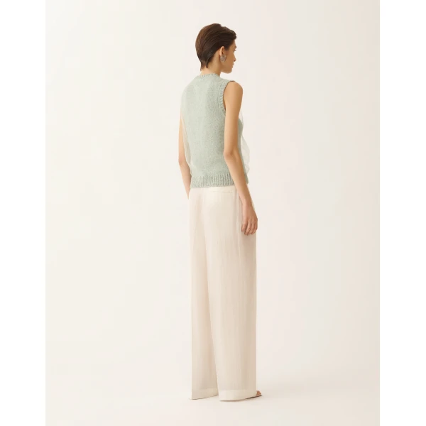 Cropped Vest in Mouliné Yarn