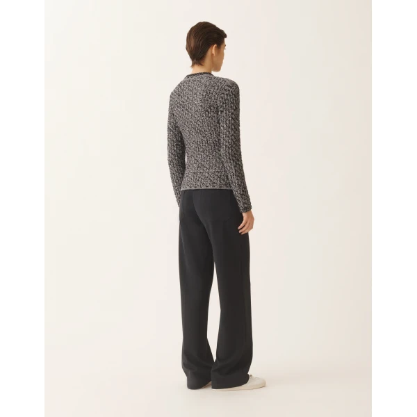 Dark Blue Sequin Tweed Jacket with a Denim Effect in Night Blue