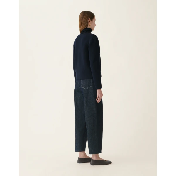Denim and Knit Jacket in Midnight Blue