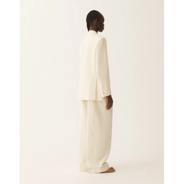 Double-Breasted Jacket in Butter-Colored Fil Coupé Tailoring Drop