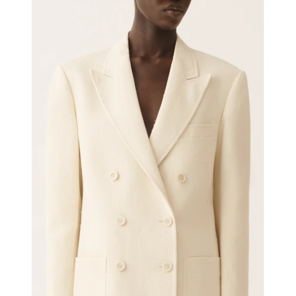 Double-Breasted Jacket in Butter-Colored Fil Coupé Tailoring Drop - Image 5