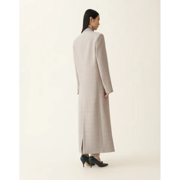 Double Breasted Mouliné Coat in Mocha