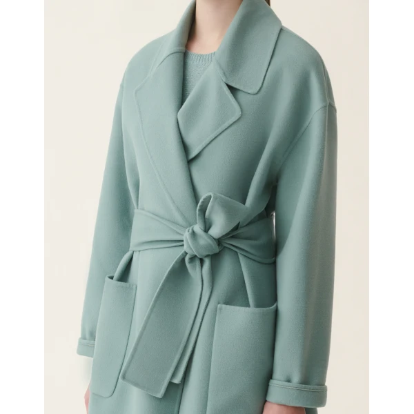 Double Wool Coat in Green - Image 5
