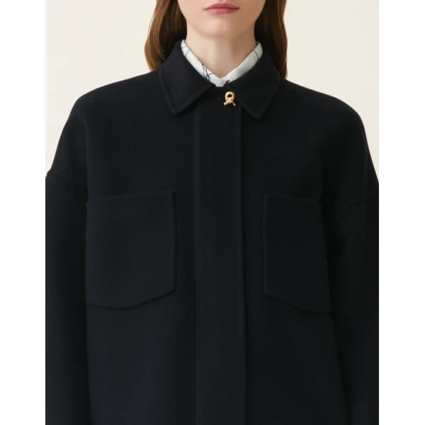 Double Wool Shirt Jacket in Midnight Blue - Image 5