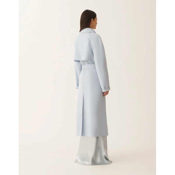 Double Wool Trench Coat in Aqua