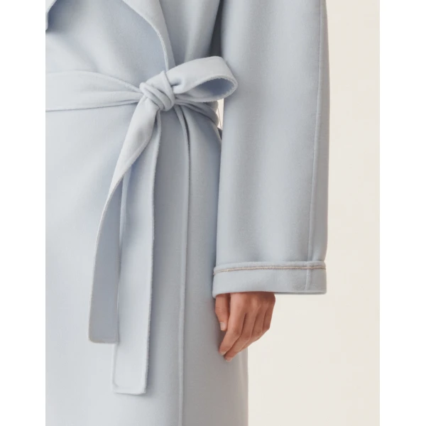 Double Wool Trench Coat in Aqua - Image 5