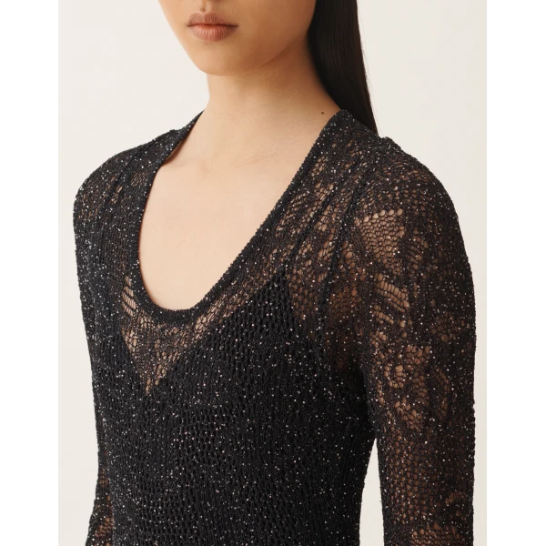 Dress in Midnight Blue Micro Sequins - Image 5