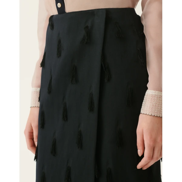 Fil Coupe' Wrap Midi Skirt in Midnight Blue - Image 5