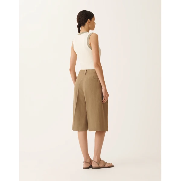 Fluid Linen and Viscose Bermuda Shorts