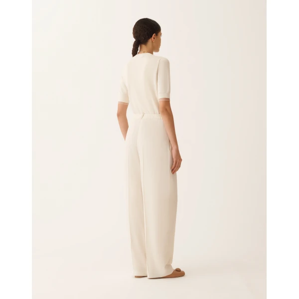 Fluid Linen and Viscose Pants in Butter
