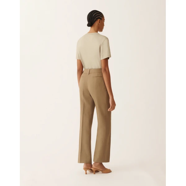 Fluid Linen and Viscose Pants in Mud