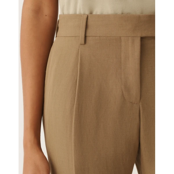Fluid Linen and Viscose Pants in Mud - Image 6