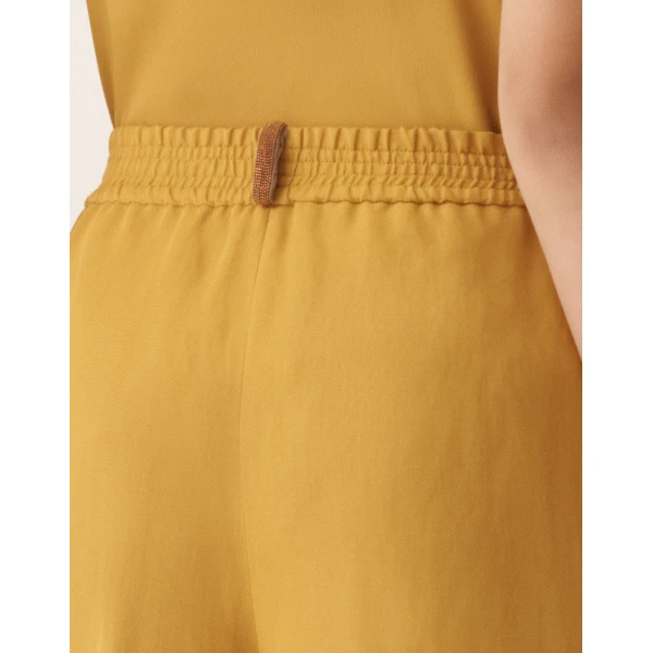 Fluid Linen and Viscose Trousers in Mustard - Image 5