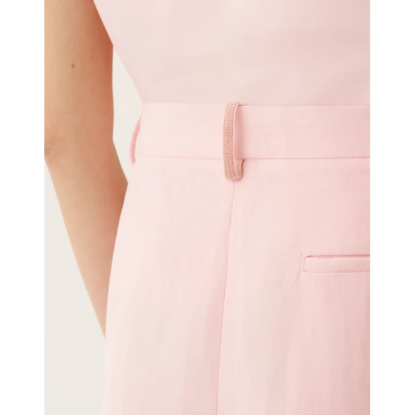 Fluid Linen and Viscose Trousers in Petal Pink - Image 5
