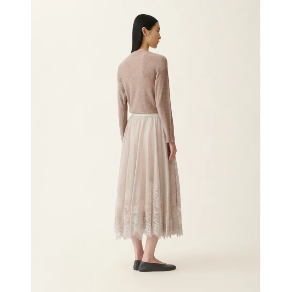 Jacquard Lace Skirt in Cachà
