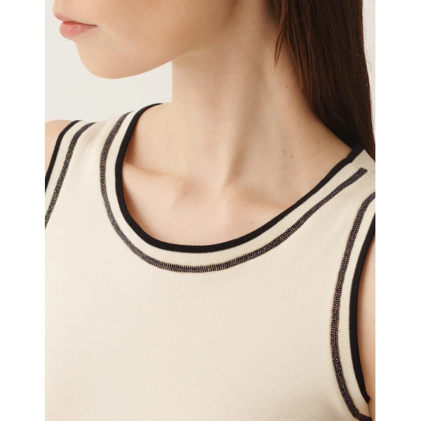 Jersey Tank Top in Butter and Midnight Blue - Image 5