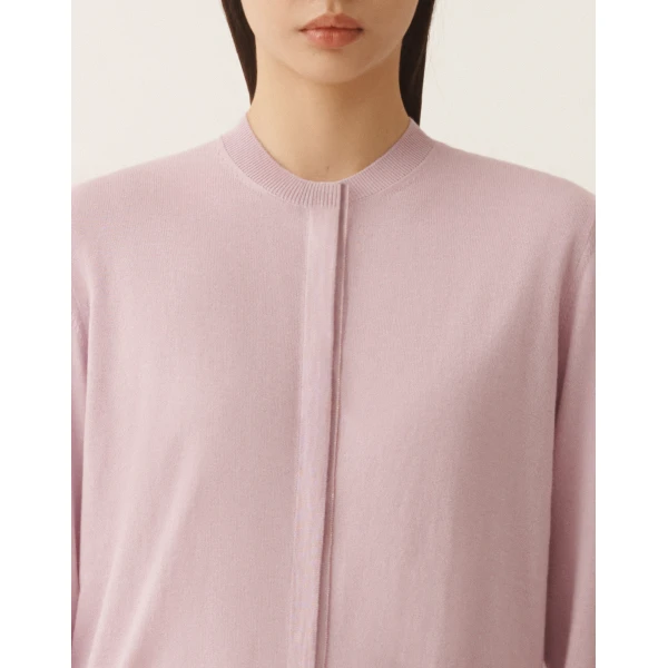 Lilac Pink Wool and Cotton Cardigan - Image 5