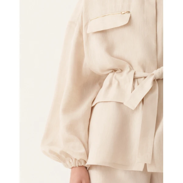Linen Canvas Field Jacket in Natural - Image 5