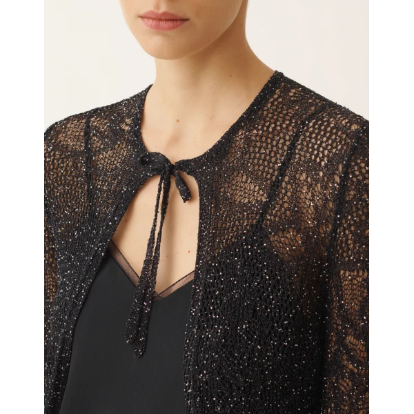 Long Cardigan in Midnight Blue Micro Sequins - Image 5