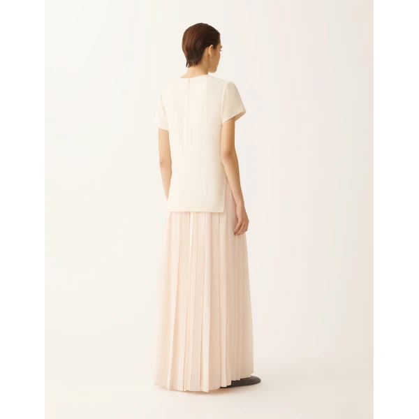 Long Dress with Georgette Skirt in Butter