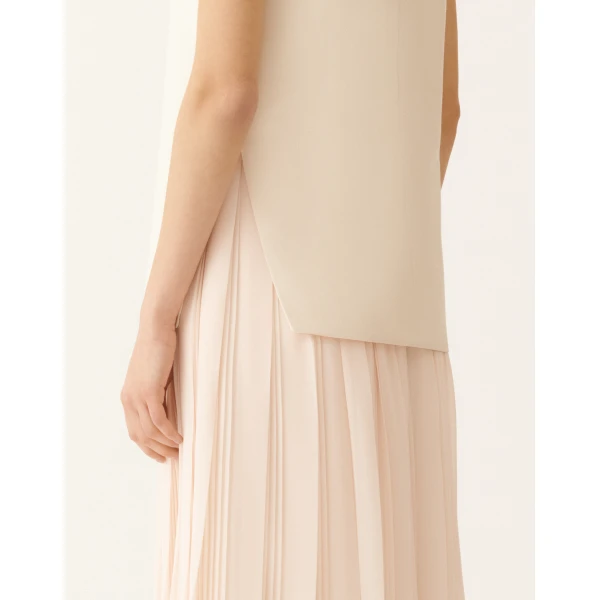 Long Dress with Georgette Skirt in Butter - Image 5
