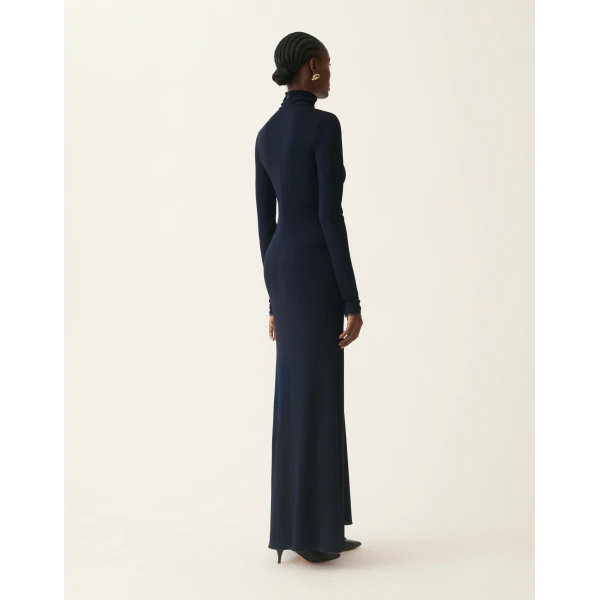 Long Jersey Dress in Midnight Blue