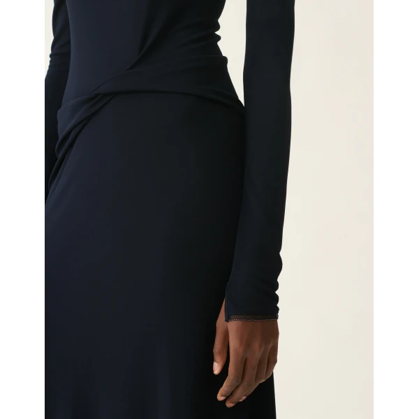 Long Jersey Dress in Midnight Blue - Image 5