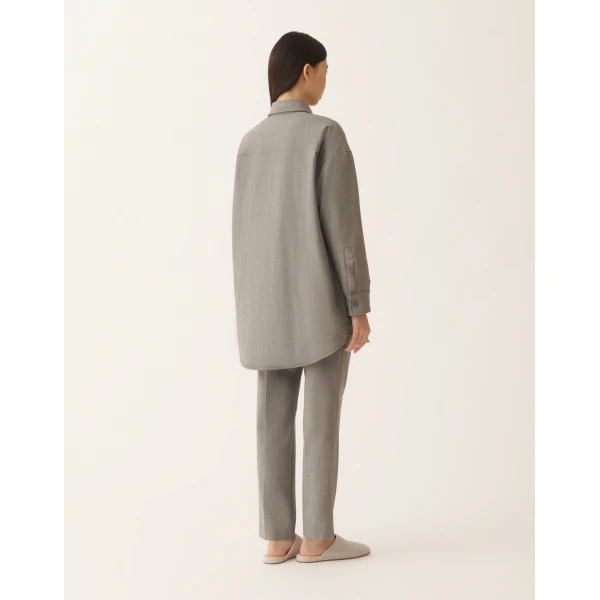 Long Shirt in Bistretch Fresh Wool with Padding