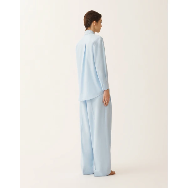 Long Sky Blue Poplin Shirt