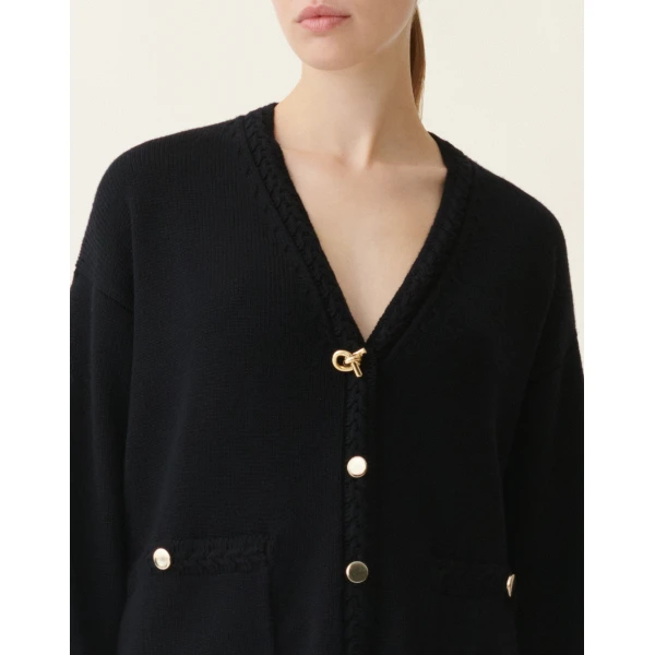 Merino Wool Cardigan in Midnight Blue - Image 5