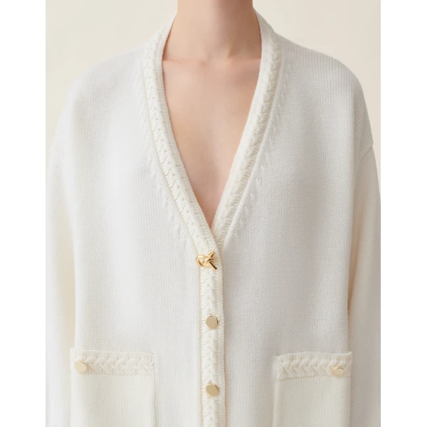Merino Wool Cardigan in Raffia - Image 5