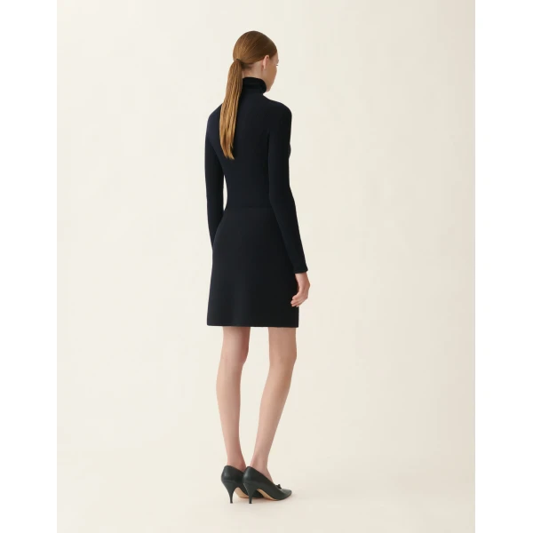 Merino Wool Miniskirt in Midnight Blue