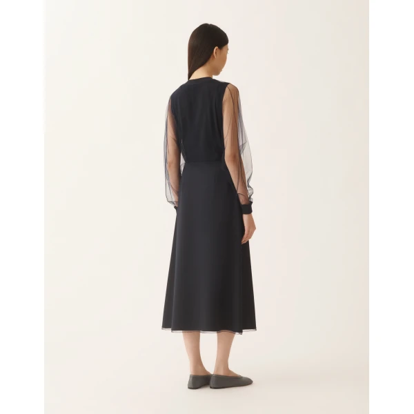 Mid-Length Skirt in Techno Tailoring