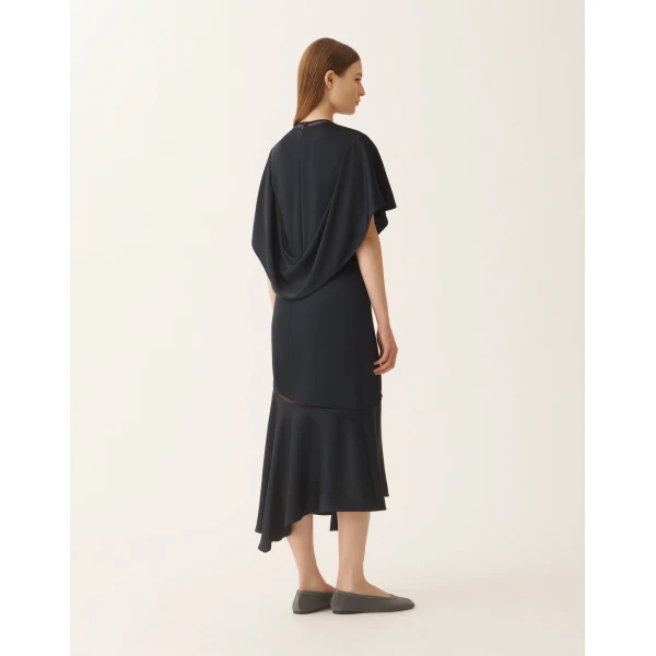 Midi Dress in Midnight Blue Enver Satin
