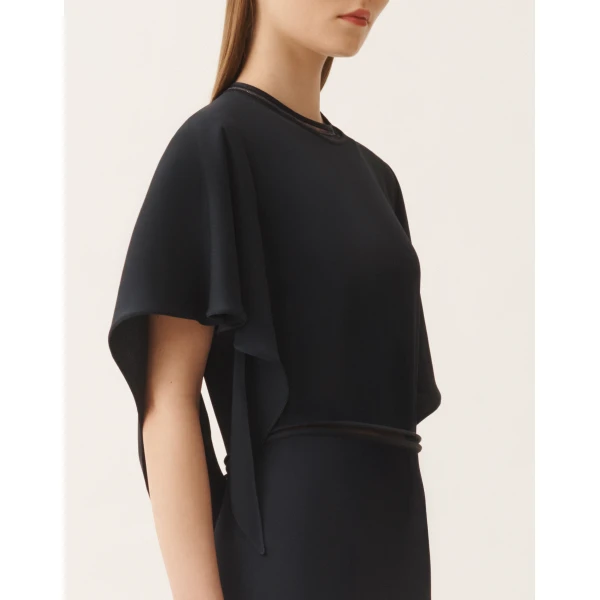 Midi Dress in Midnight Blue Enver Satin - Image 5