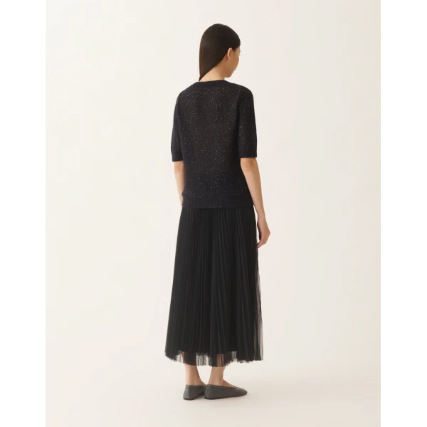 Midnight Blue Mohair Sweater with Sequins