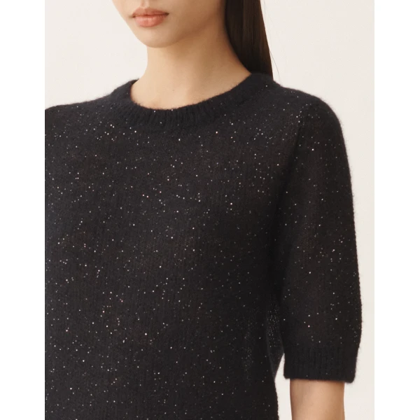 Midnight Blue Mohair Sweater with Sequins - Image 5