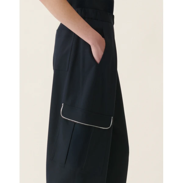 Milano Stitch Jersey Cargo Trousers in Midnight Blue - Image 5