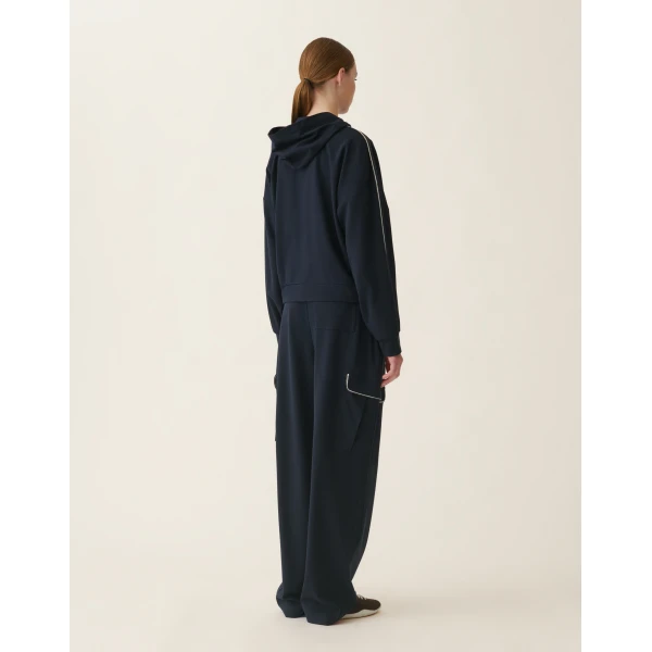 Milano Stitch Jersey Hoodie in Midnight Blue