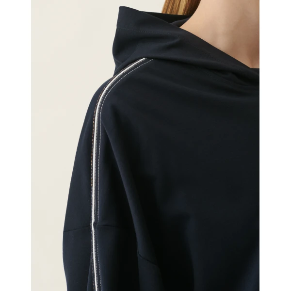 Milano Stitch Jersey Hoodie in Midnight Blue - Image 5