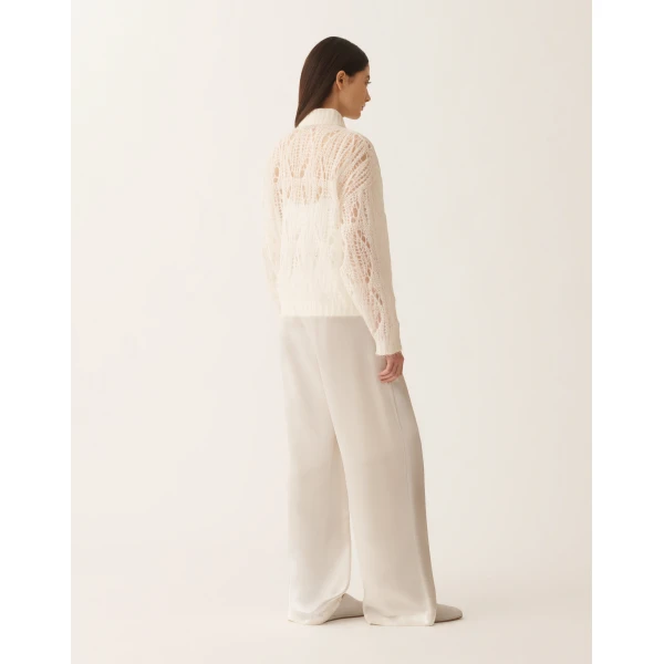 Mohair Bomber Jacket with Coating in Raffia