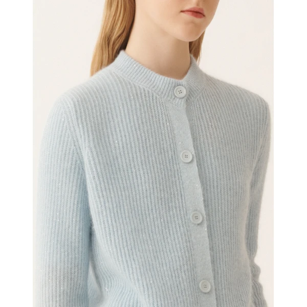 Mohair Cardigan with Sequins in Aqua - Image 5