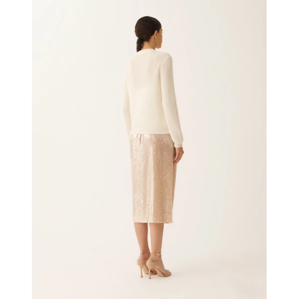 Mohair Cardigan with Sequins in Raffia