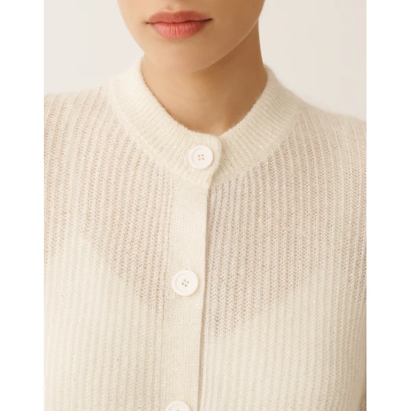 Mohair Cardigan with Sequins in Raffia - Image 5