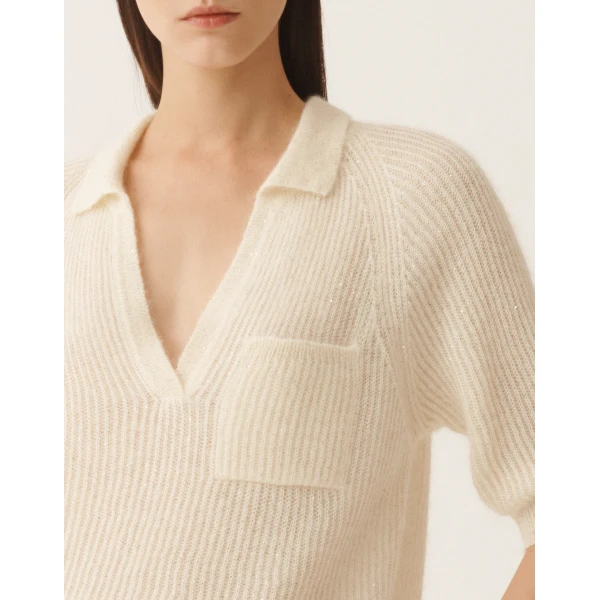 Mohair Polo with Sequins in Raffia - Image 5