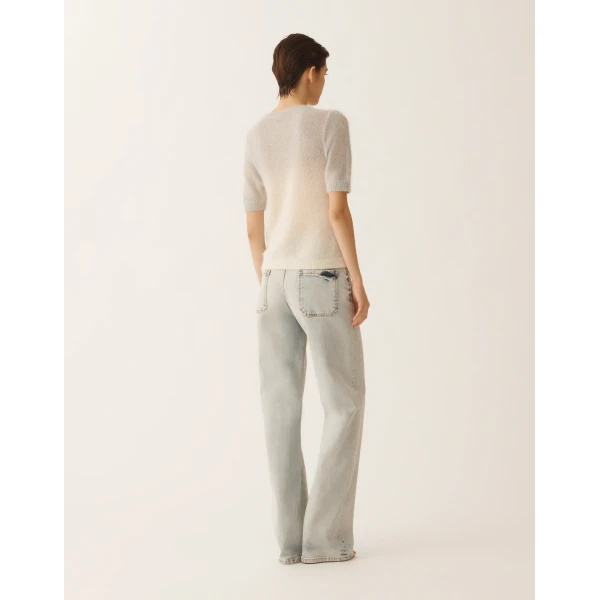 Mohair Sweater with Sequins in Shaded Raffia and Gray